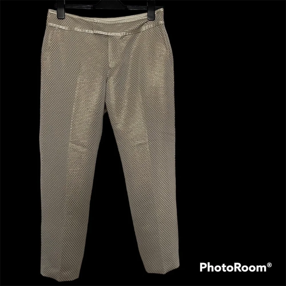 Y and Kei Water the Earth gold shimmer metallic straight leg pants EU42 US6